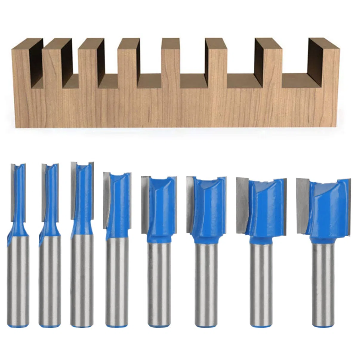 BIGP Ensemble de 8 forets droites de 8 mm, double flûte droite pour outils de menuiserie, 5 mm, 6 mm, 8 mm, 10 mm, 12 mm, 14 mm, 18 mm, 20 mm