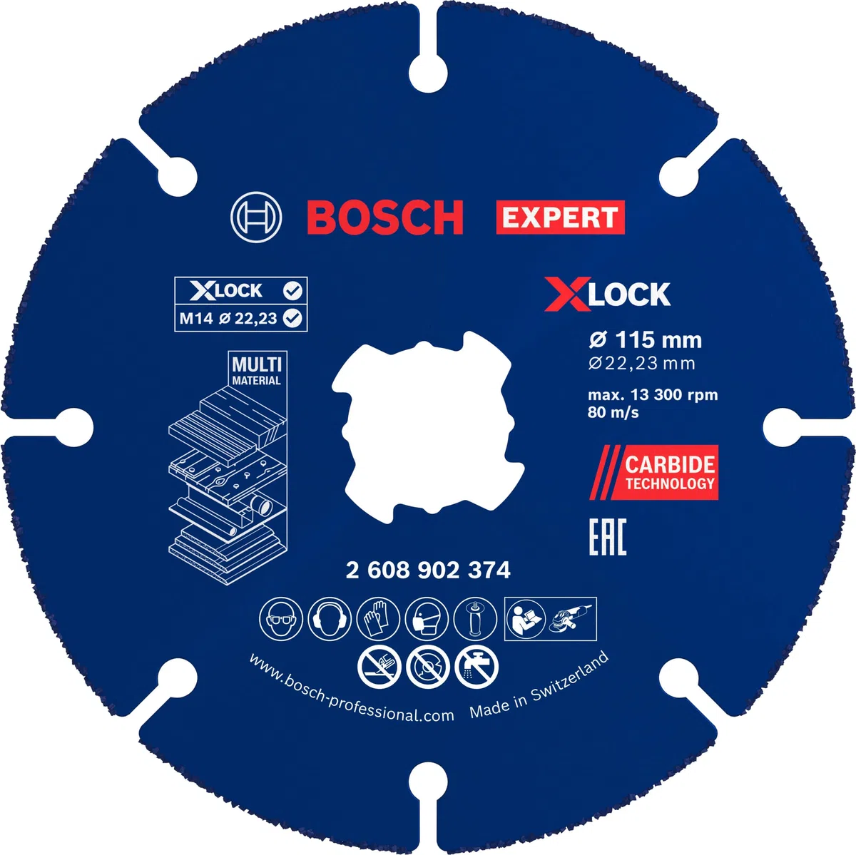 Bosch 1x Disque à tronçonner EXPERT Carbide Multi Wheel, X-Lock (pour Bois dur, Bois clouté, Ø 115 mm, Professional Accessoire Petite meuleuse angulaire)