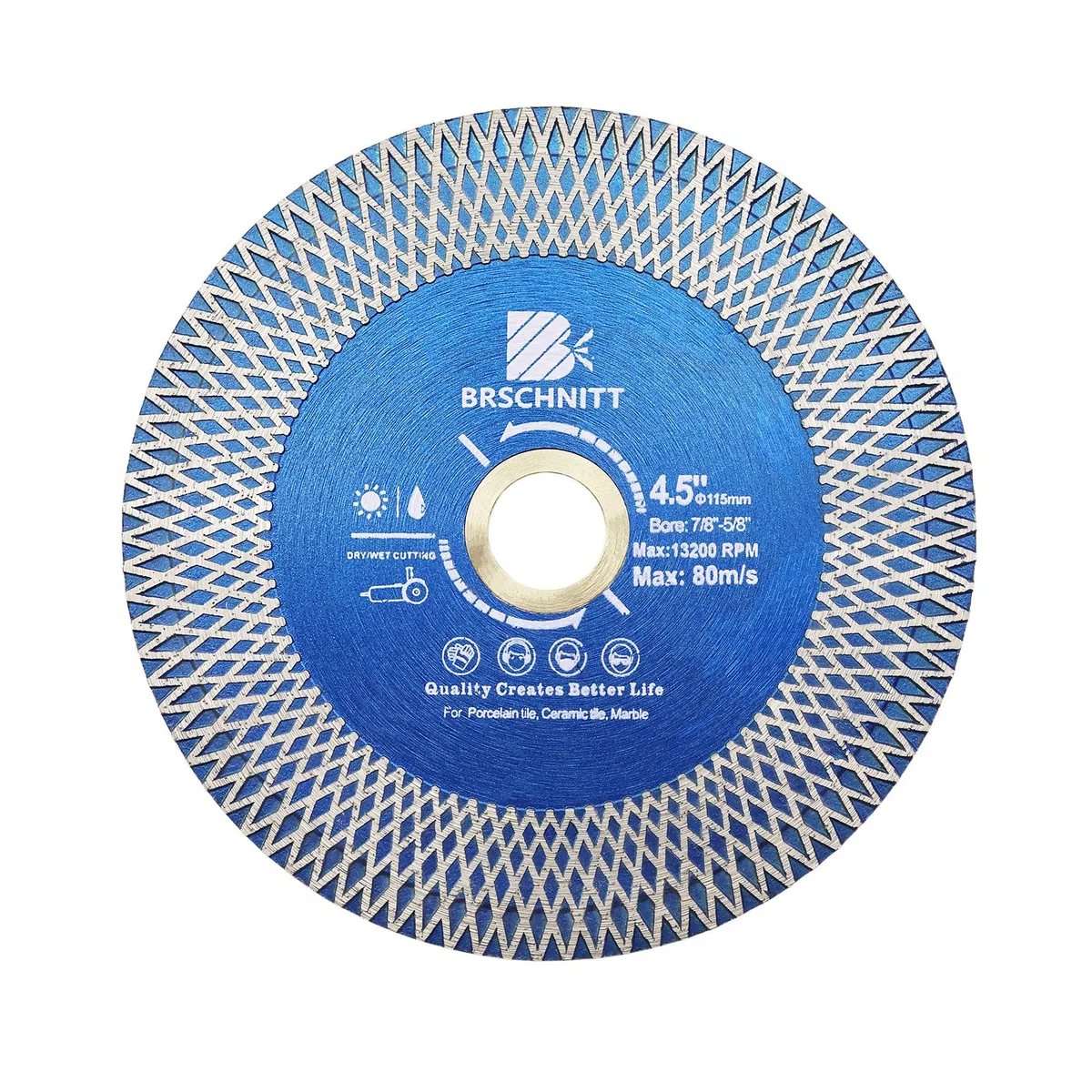 Lame de scie diamant pour carrelage - BRSCHNITT 115 mm Disque de coupe diamant double usage - Pour couper et meuler les carreaux de céramique, la porcelaine, le granit, le marbre